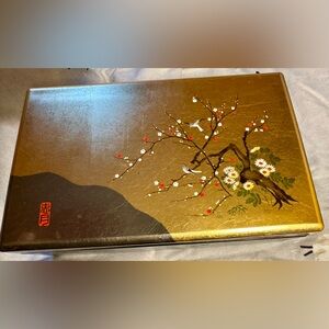 Gold Decorative Box with Floral Design